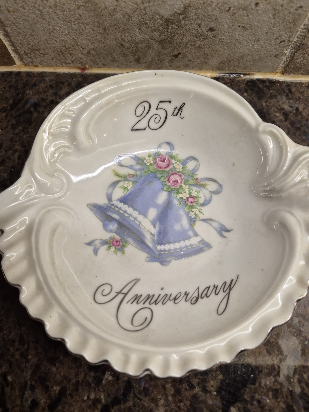 25th Silver Anniversary Plate Hand‎ Crafted Japan Vintage Collectible